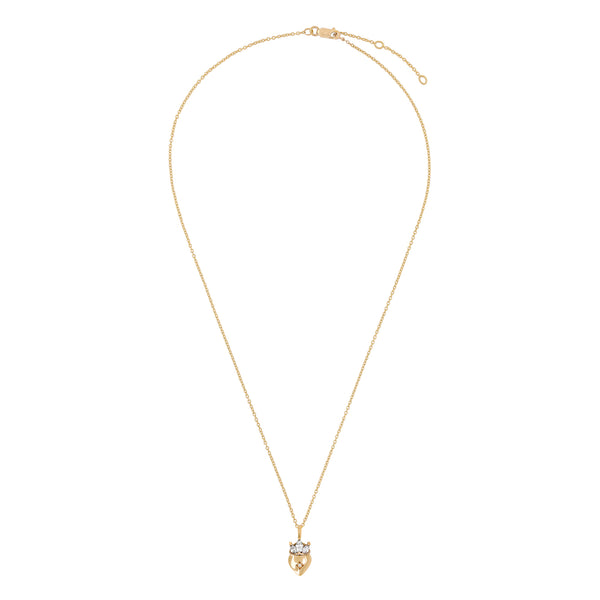 Alternative view of Full view of the Claddagh North Star Diamond Gold Necklace in 14k gold, showcasing the full length of the delicate chain and Claddagh pendant.