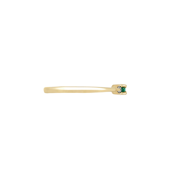 Alternative view of Side profile of the Daydreamer Marquise Emerald & Diamond Ring in 14k polished gold, showing the polished band and elevated setting.