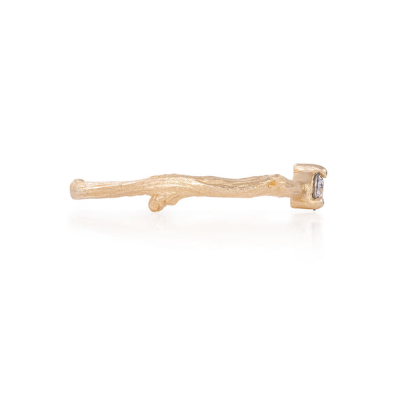Alternative view of Side profile of the Promise Me Diamond Ring in 14k gold, showcasing the intricate twig band texture.