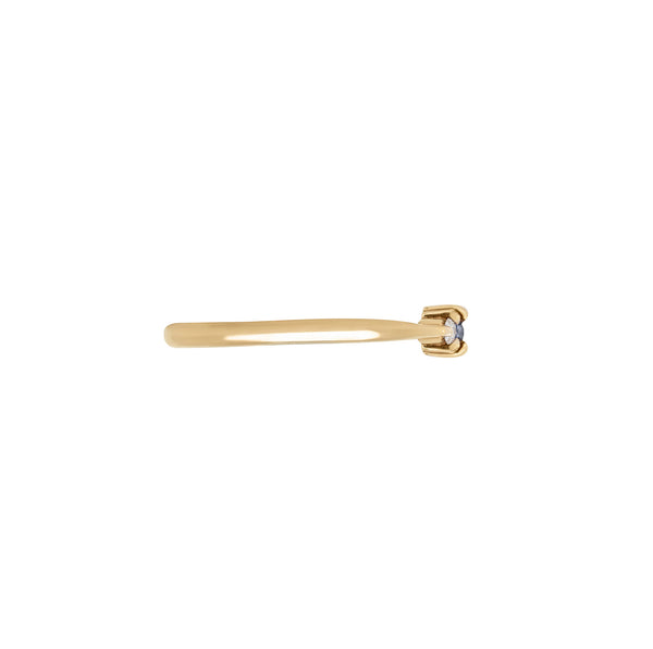 Alternative view of Side profile of the Promise me Tomorrow Blue Sapphire Ring in 14k polished gold, showing the polished band and elevated setting.