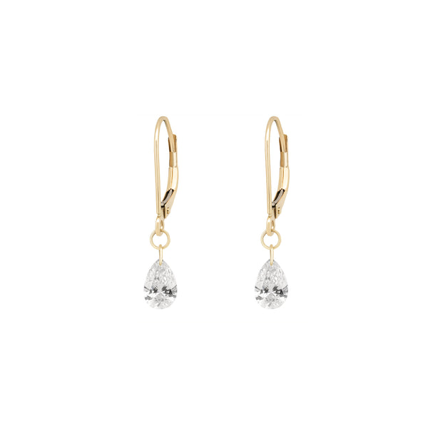 Front view of the Teardrop Diamond Earrings in 14k gold, featuring a teardrop-shaped cluster of tiny diamonds.