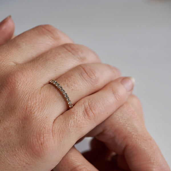 On-body shot of forever Lab-Grown Diamond Eternity Ring - 14k White Gold Polished Band