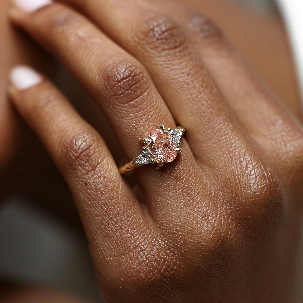 Pink Oval Diamond Engagement Ring