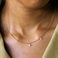 On-body shot of Celestial Drilled Lab-Grown Diamond Cluster Necklace - 14k Gold