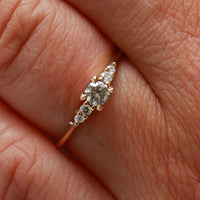 On-body shot of Evermore 0.25ct Grey Diamond Engagement Ring - 14k White Gold Polished Band