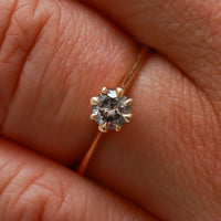 On-body shot of Forever 0.5ct Grey Diamond Engagement Ring - 14k Gold Polished Band