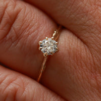 On-body shot of Forever 0.5ct Lab-Grown Diamond Engagement Ring - 14k Gold Polished Band