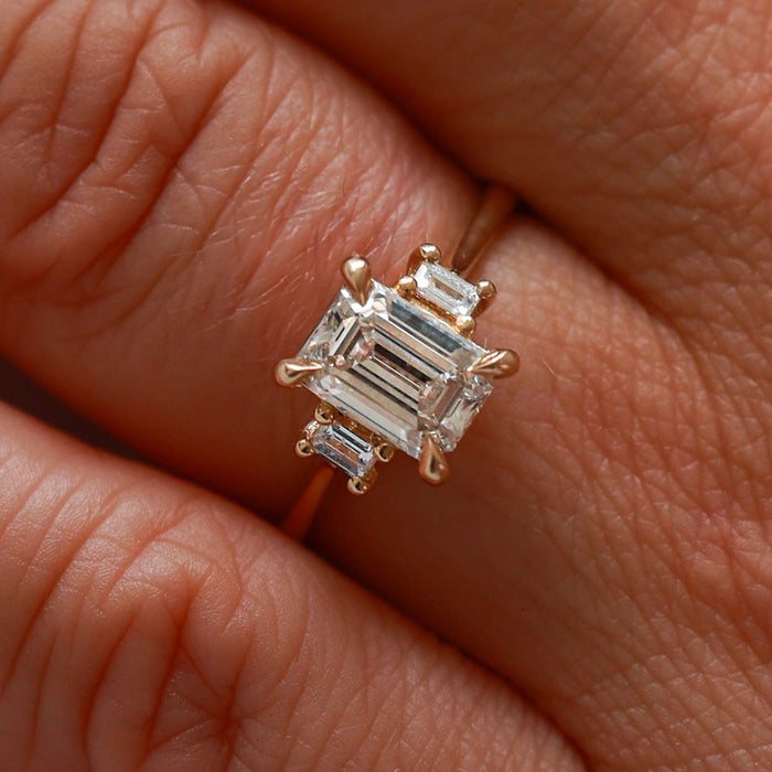 On-body shot of Hero 1.4ct Lab-Grown Diamond Engagement Ring - 14k White Gold Polished Band