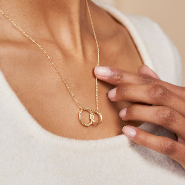 On-body view of Hawthorn Twig Necklace - 14k Gold