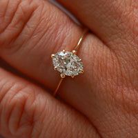 On-body shot of Moonlight 1ct Lab-Grown Oval Diamond Engagement Ring - North Star Setting 14k White Gold Polished Band