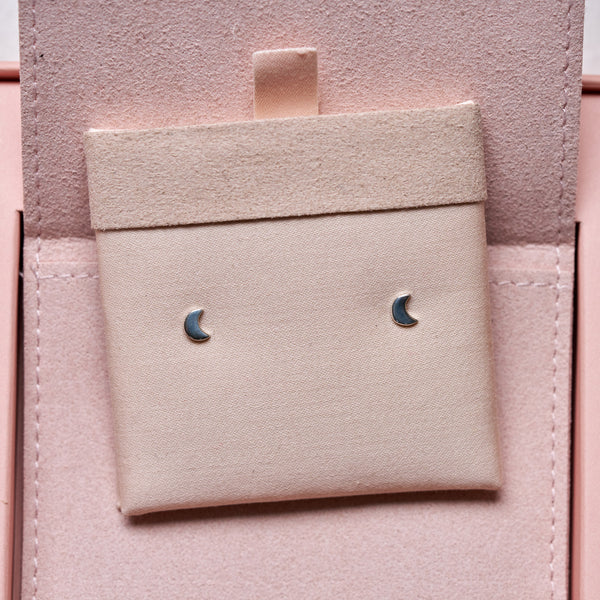 Alternative view of Sterling Silver Moon Stud Earrings
