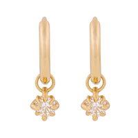 On-body shot of Always and Forever 4mm Lab-Diamond Hoop Earrings - 14k Gold