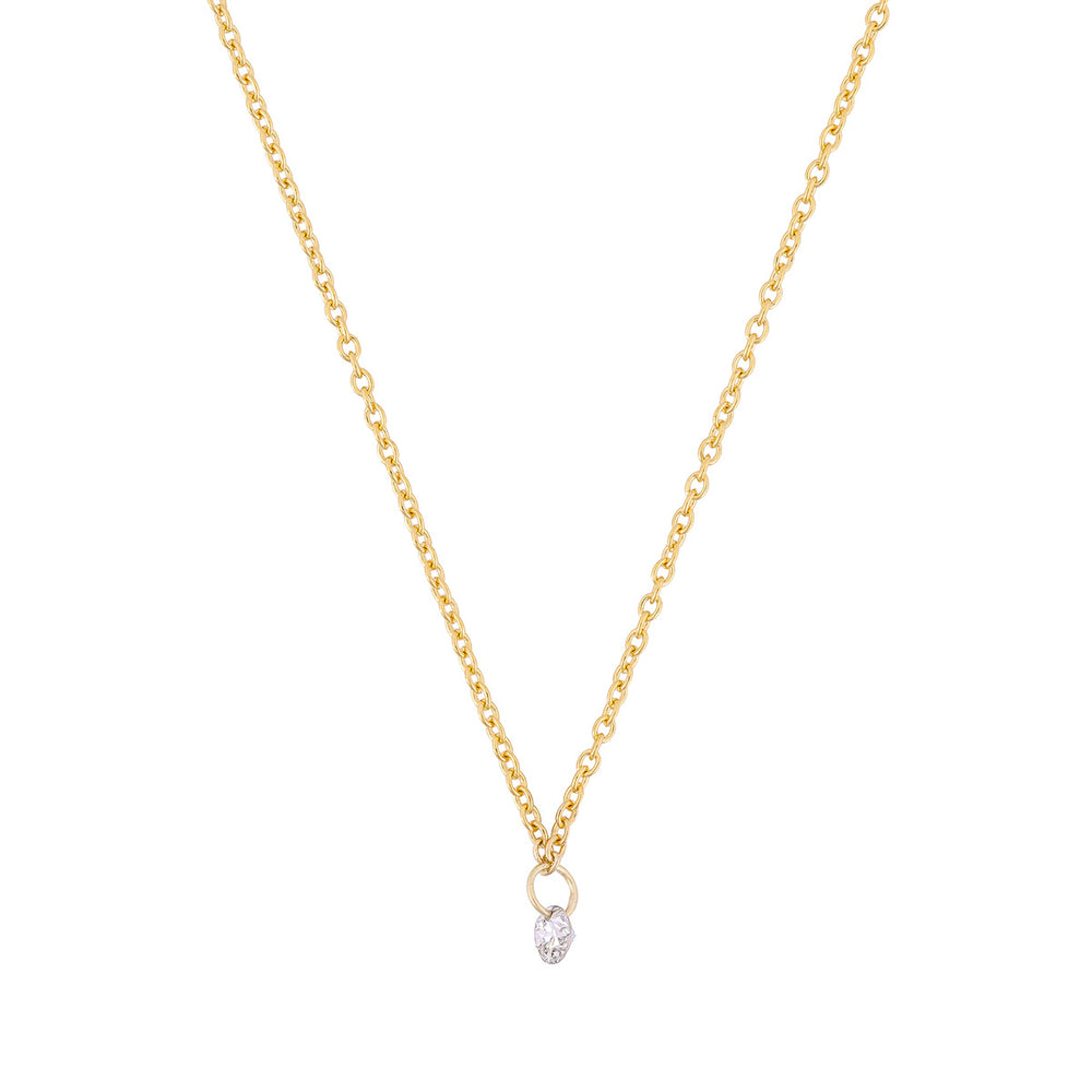 Celestial 3mm Drilled Lab-Grown Diamond Solitaire Necklace - 14k Gold