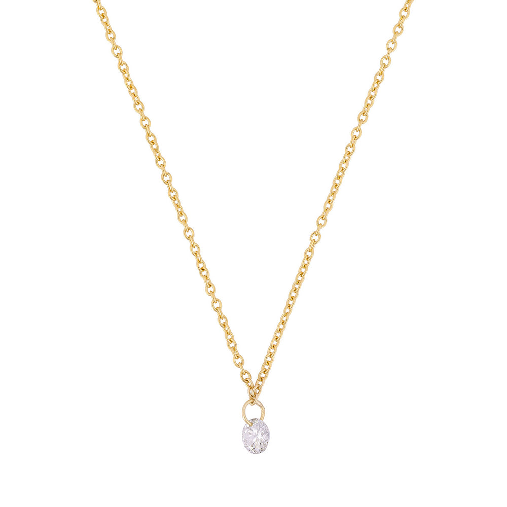 Celestial 4mm Drilled Lab-Grown Diamond Solitaire Necklace - 14k Gold