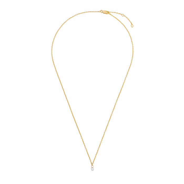 On-body shot of Celestial 4mm Drilled Lab-Grown Diamond Solitaire Necklace - 14k Gold