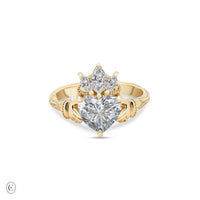 Claddagh 2ct Heart Cut Diamond Engagement Ring - 14k Gold