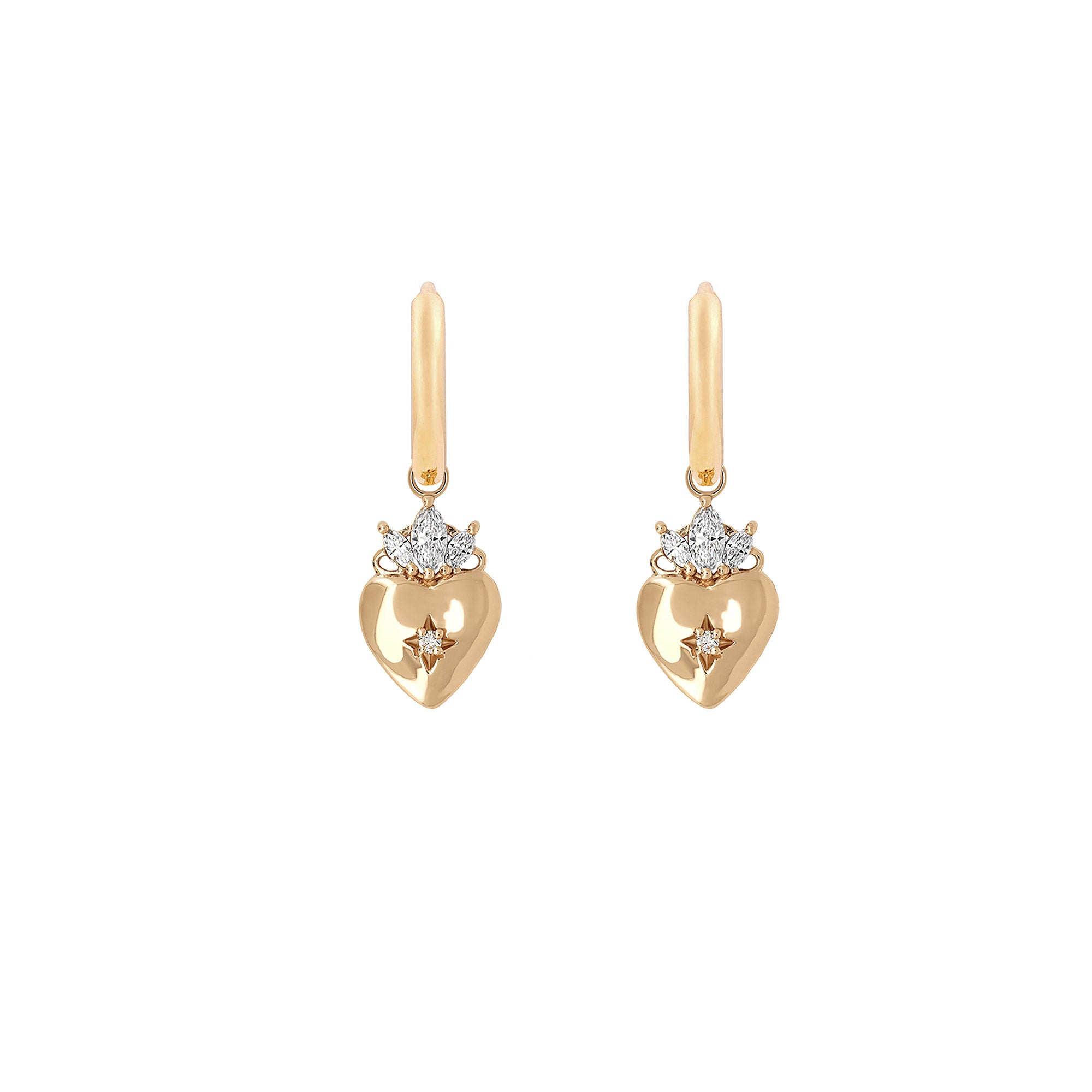 Claddagh Heart Diamond Earrings by Chupi Jewellery