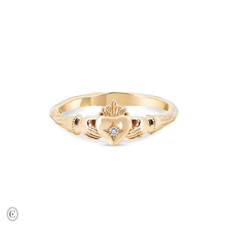 Claddagh North Star Diamond Gold Ring - 14k Gold