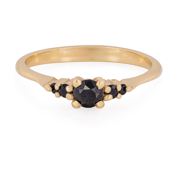 On-body shot of Evermore 0.25ct Black Diamond Engagement Ring - 14k Gold Polished Band