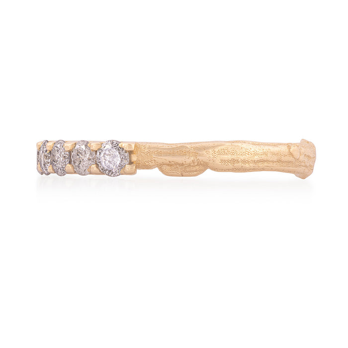 On-body shot of My Forever Grey Diamond Eternity Ring - 14k Gold Twig Band