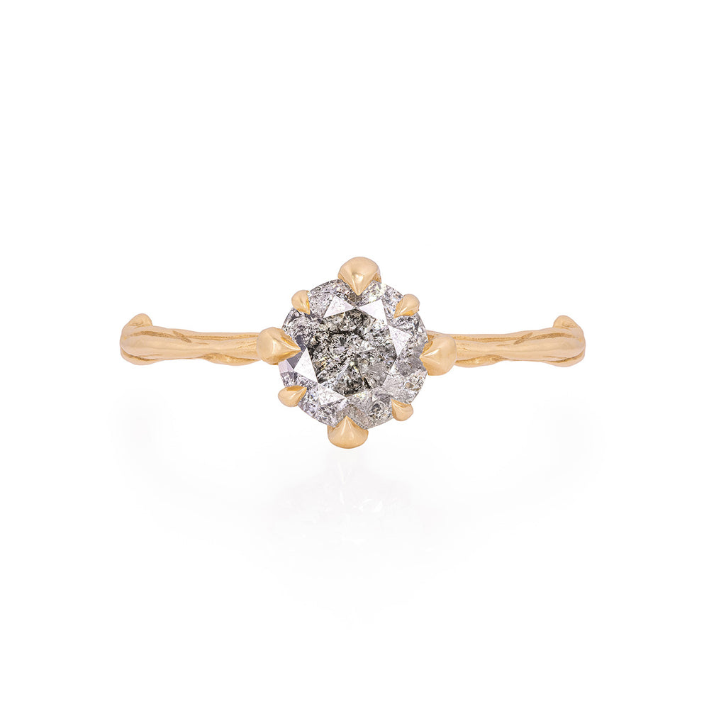 Forever 1ct Grey Diamond Engagement Ring - 14k Gold Twig Band