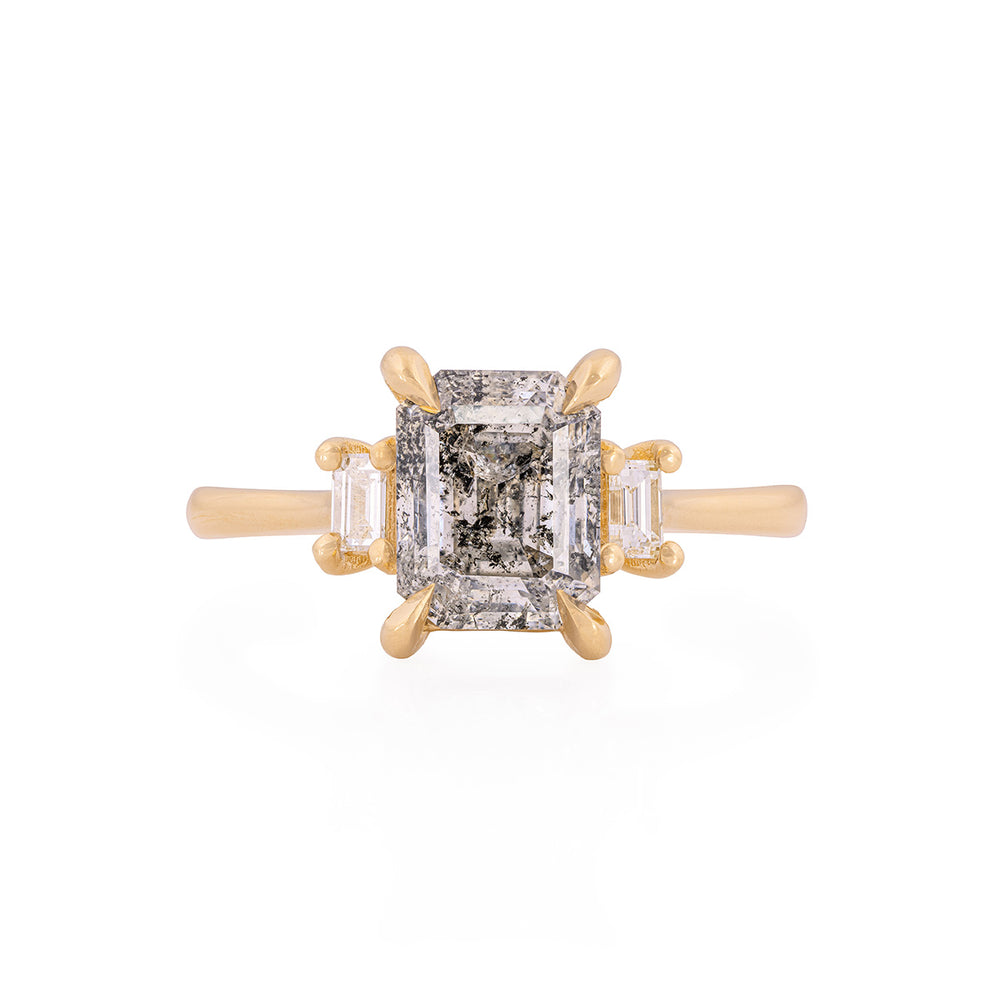 Hero Grey Diamond Engagement Ring - 14k Polished Gold Grey Diamond Ring