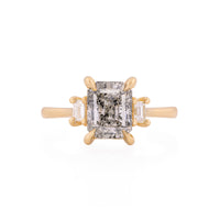 Hero Grey Diamond Engagement Ring - 14k Polished Gold Grey Diamond Ring
