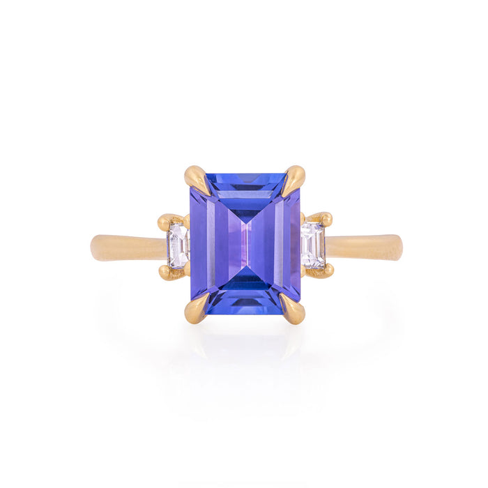 Hero Ring - 14k Polished Gold Tanzanite & Diamond Ring