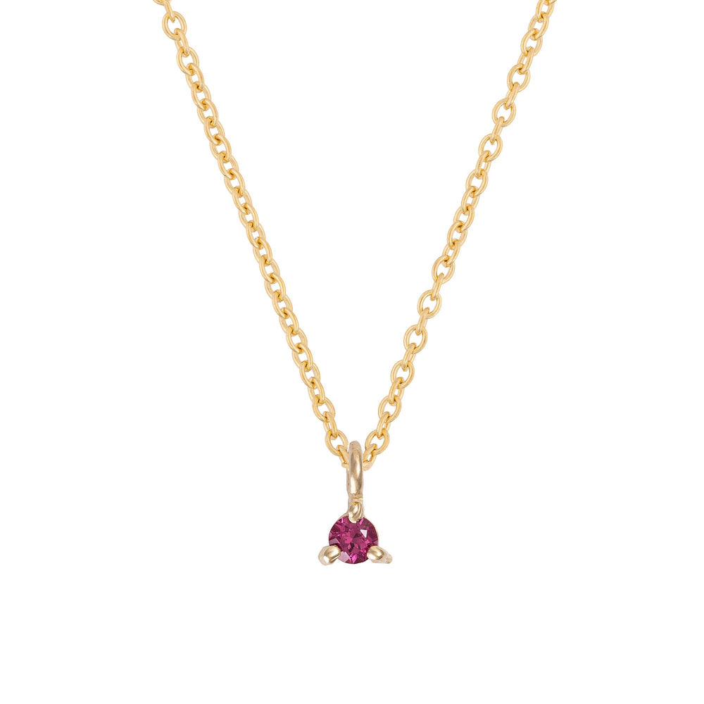 Front view of the Lucky Star Birthstone Necklace in 14k gold, featuring a Garnet birthstone set in a star pendant.