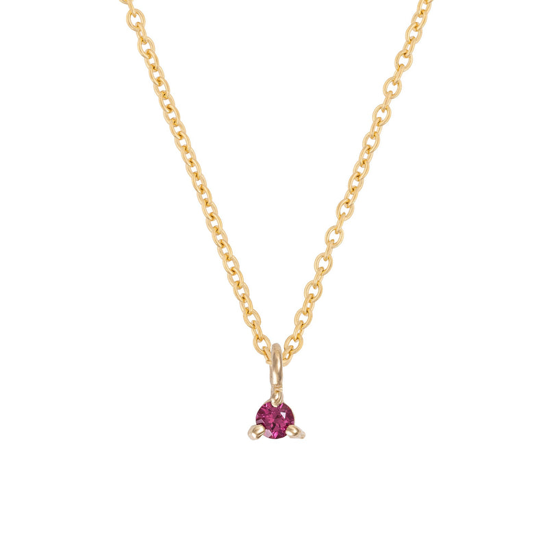 Front view of the Lucky Star Birthstone Necklace in 14k gold, featuring a Garnet birthstone set in a star pendant.