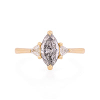 Marquise Grey Diamond Engagement Ring  - 14k Polished Gold Grey Diamond Ring