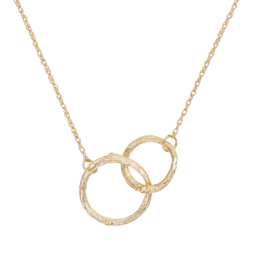 Just The Two Of Us - 14k Gold Hawthorn Twig Double Circle Necklace