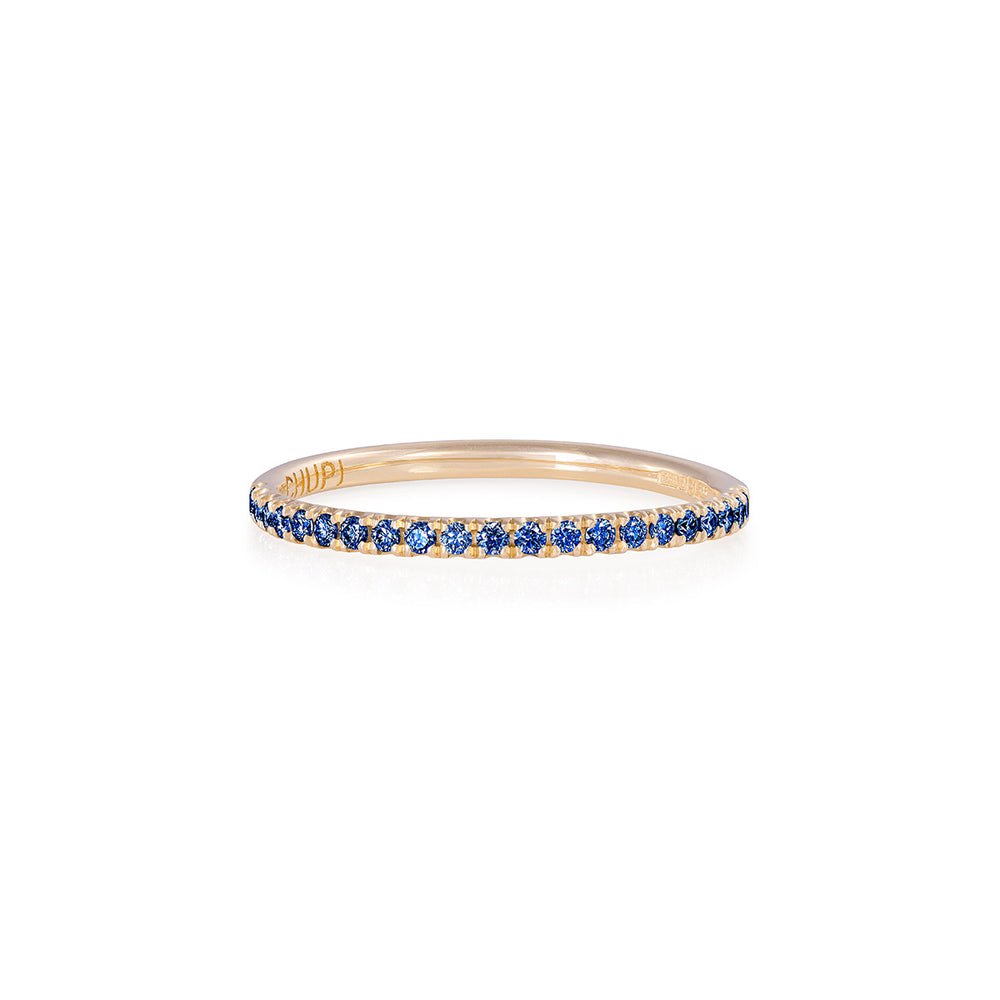 Today Blue Sapphire Eternity Ring - 14k Polished Gold Half Eternity Blue Sapphire Ring