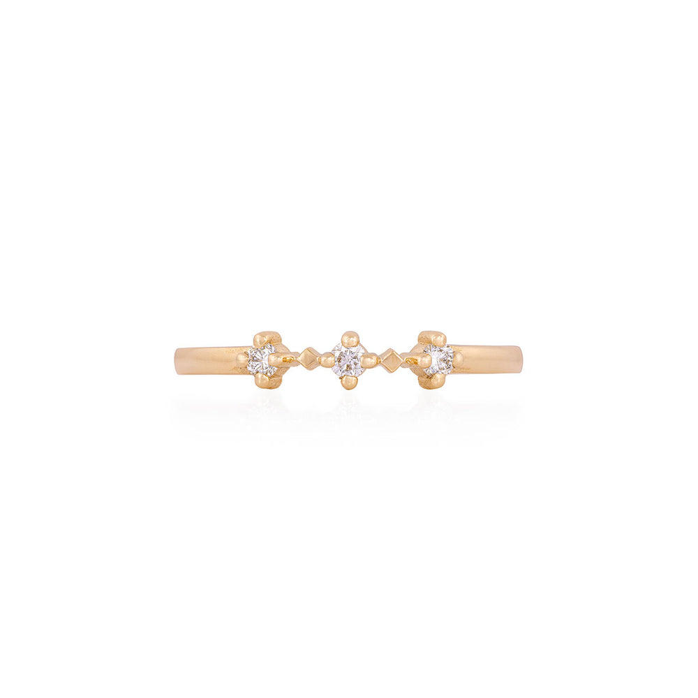 Stars in the Sky Eternity Ring - 14k Gold Polished Band Three Diamond Eternity Ring