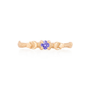 Sun, Moon & Stars Ring - 14k Polished Gold Tanzanite Ring