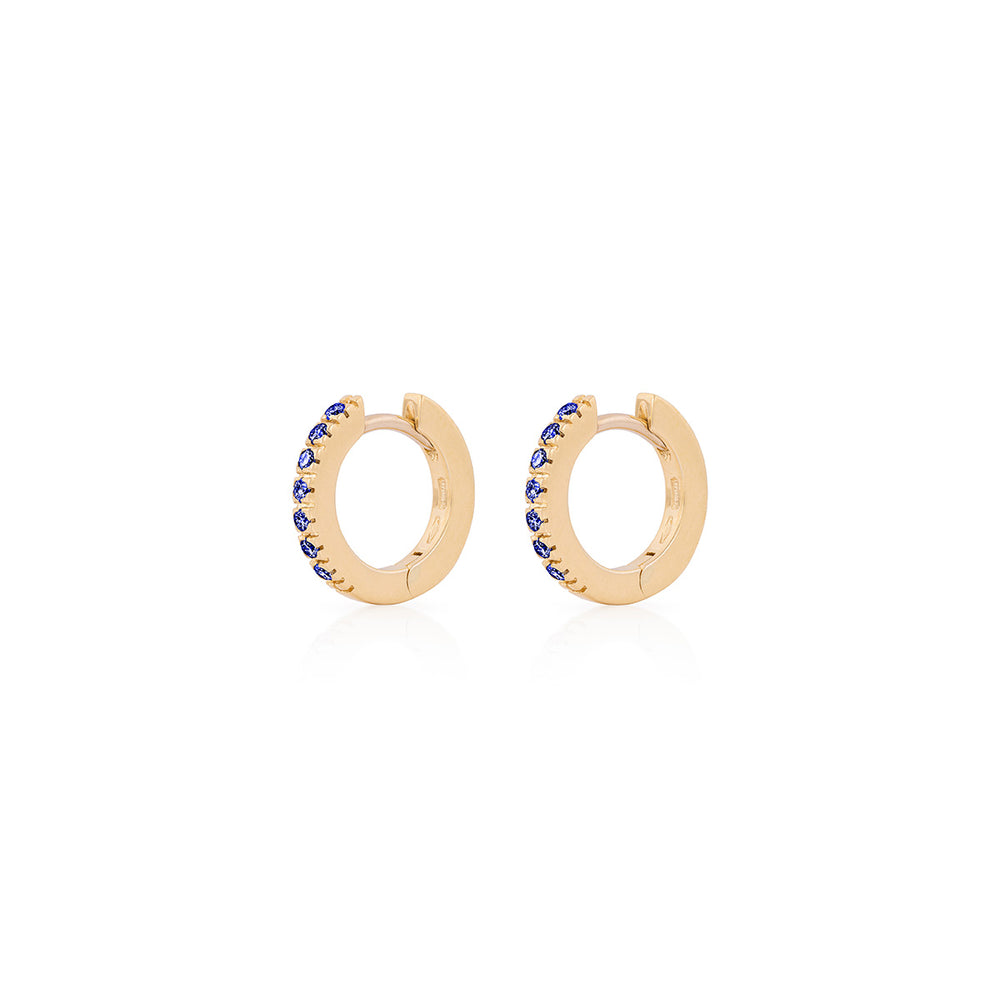 Tomorrow Eternity Huggie Earrings - 14k Gold Sapphire Earrings