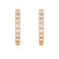 On-body shot of Tomorrow Eternity Huggie Earrings - 14k Gold Diamond Earrings