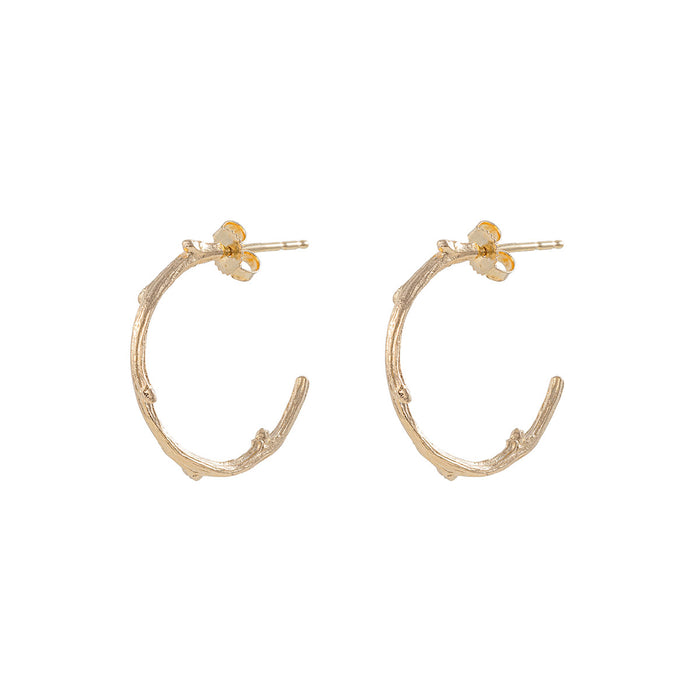 Hawthorn Twig - 14k Gold Large Hoop Earrings