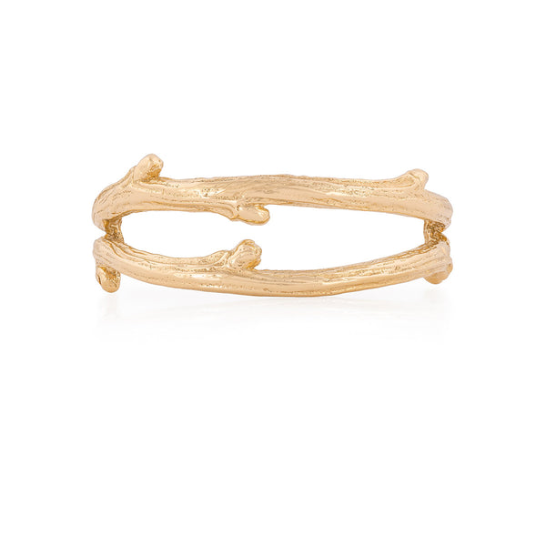 On-body shot of You & Me Hawthorn Double Twig Ring - 14k Gold