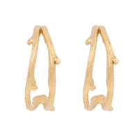On-body shot of You & Me Hawthorn Double Twig Hoop Earrings - 14k Gold