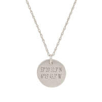 A Moment In Time - 14k White Gold Engraved Coordinate Necklace