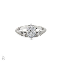 Claddagh 0.5ct Heart Cut Diamond Engagement Ring - 14k White Gold