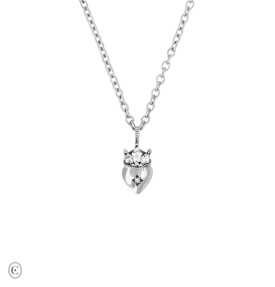 Claddagh North Star Diamond Gold Necklace - 14k White Gold