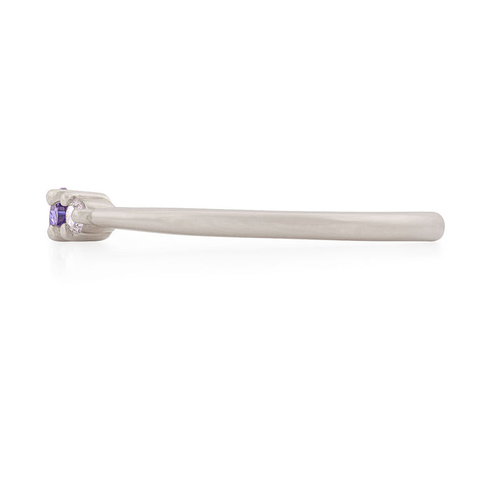 On-body shot of Daydreamer Ring - 14k Polished White Gold Tanzanite & Diamond Ring
