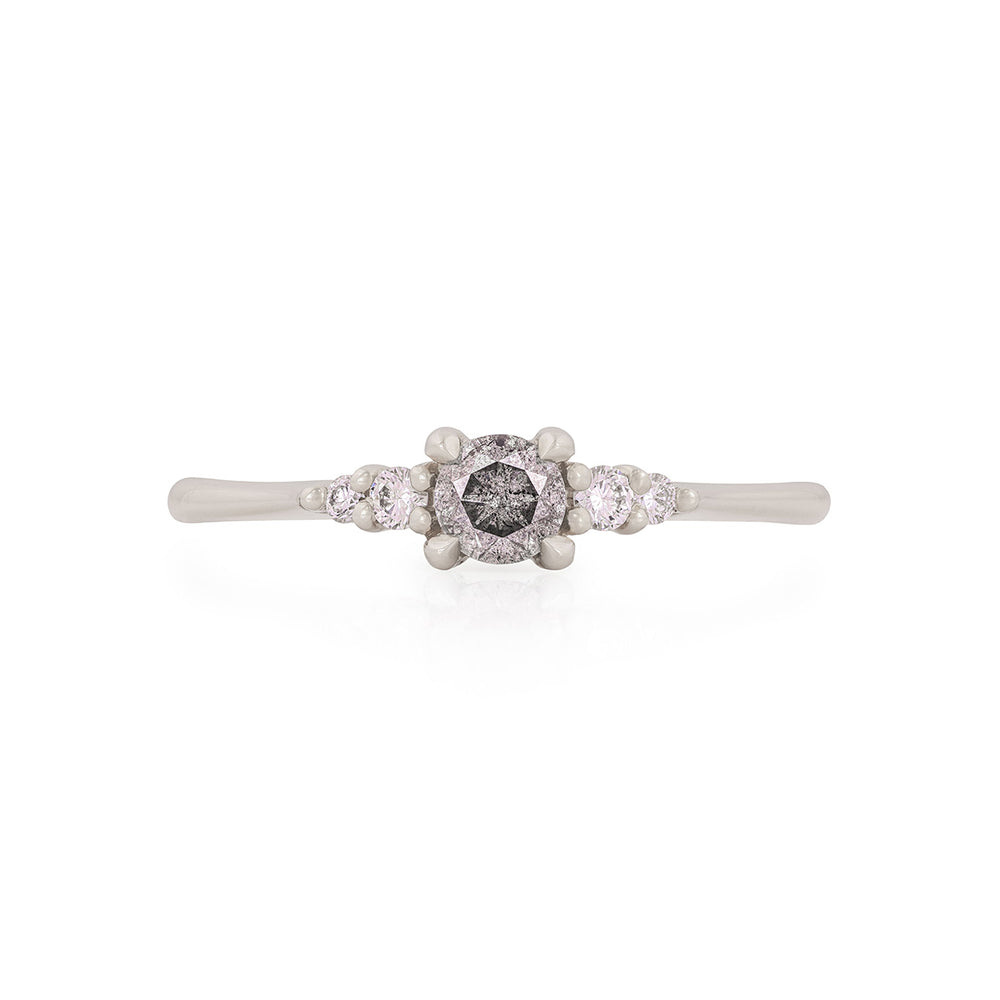 Evermore 0.25ct Grey Diamond Engagement Ring - 14k White Gold Polished Band