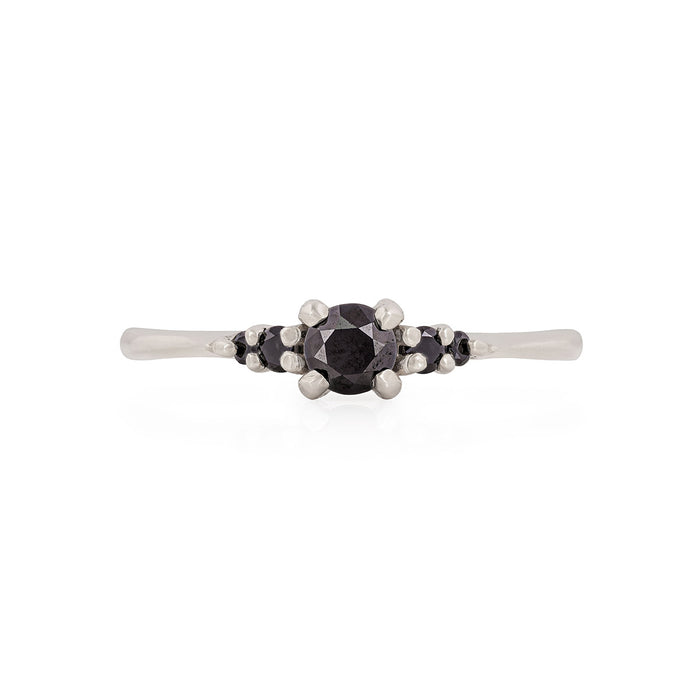 Evermore 0.25ct Black Diamond Engagement Ring - 14k White Gold Polished Band