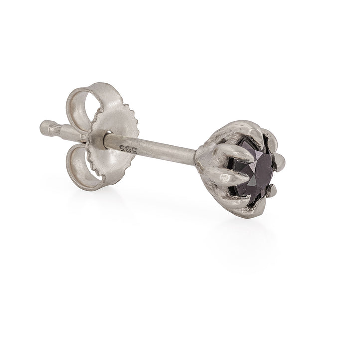 On-body shot of Always & Forever Black Diamond Stud Earrings - 14k White Gold Stud Earrings