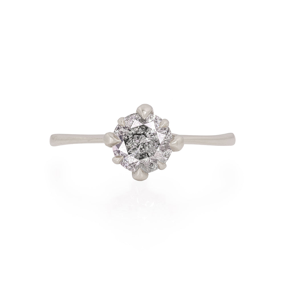 Forever 1ct Grey Diamond Engagement Ring - 14k White Gold Polished Band