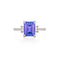 Hero Ring - 14k Polished White Gold Tanzanite & Diamond Ring