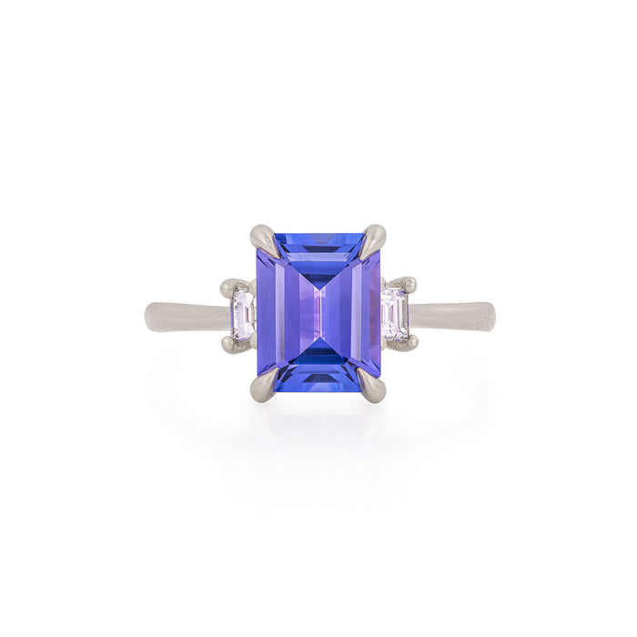 Hero Ring - 14k Polished White Gold Tanzanite & Diamond Ring
